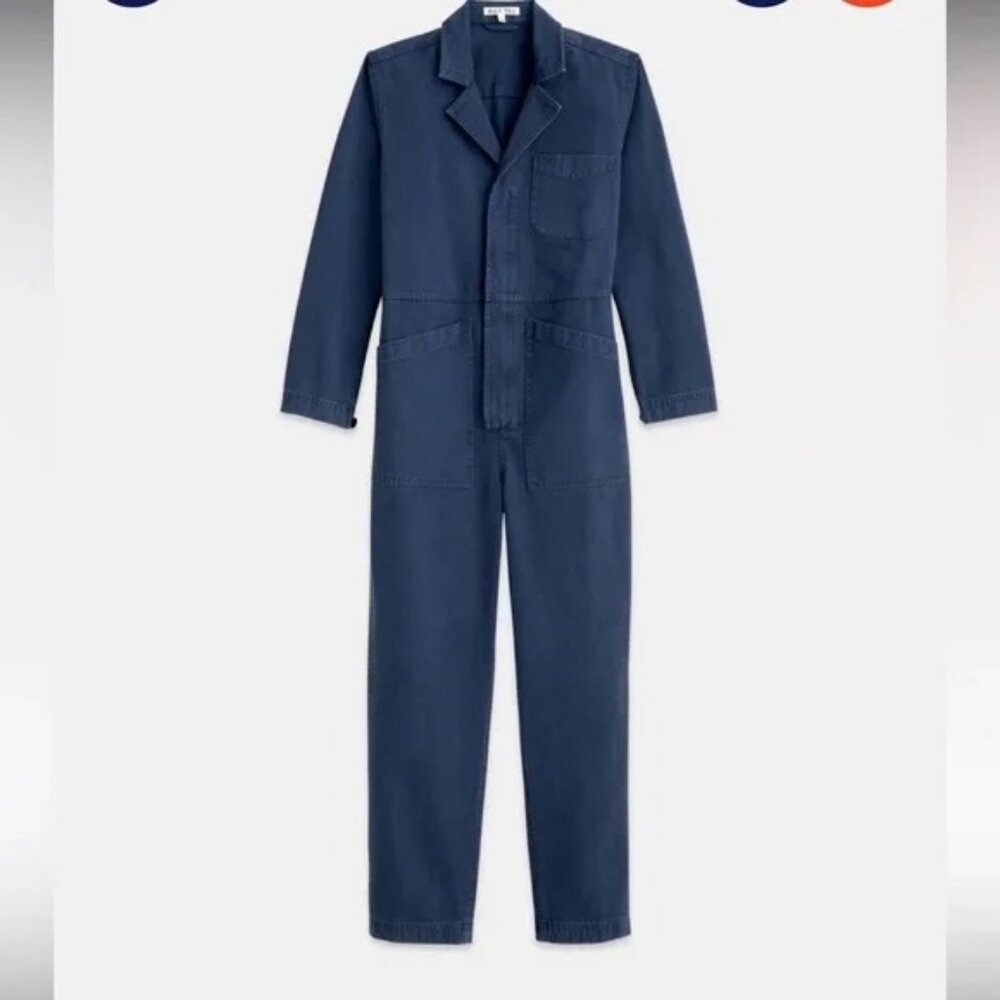 Alex Mill Standard Zip Jumpsuit in Herringbone / Slate Blue Size Medium